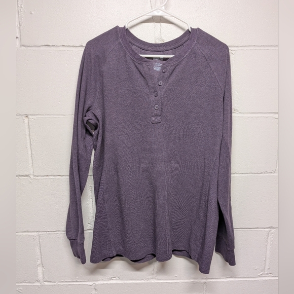Duluth Trading Co Men's Purple Long Sleeve Waffle Henley Thermal Shirt Large - Picture 1 of 6